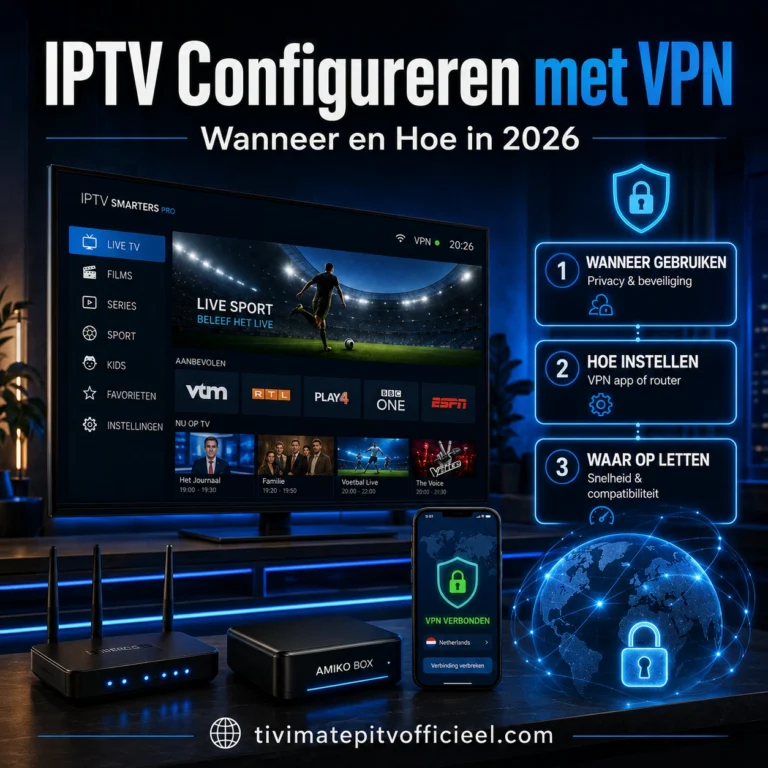 IPTV configureren met VPN in 2026 met installatiegids, beveiliging en tips voor gebruik, inclusief watermark tivimatepitvofficieel.com.